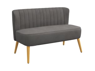 Canapé 2 places 117 x 56,5 x 77 cm gris foncé en polyester, mousse avec ressorts et dossier souple
