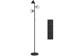 Lampadaire à 3 têtes orientables 25 x 25 x 170 cm – noir – rgb, variateur tactile et télécommande rf