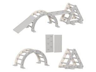 8 en 1 triangle escalade enfants, arc d'escalade, rampe double-face pour grimper & glisser, 279 x 80 x 69 cm, gris