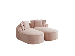 Canapé modulable 184x164x67 cm tissu chenille configuration modulable - assise profonde - mobilier de salon - rose