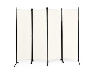 Paravent pliable 220 x 173 cm cloison de séparation pratique pour bureau et salon en acier blanc 20_0013040