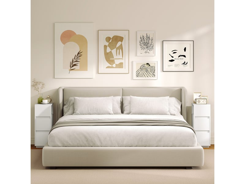  Ensemble de 2 tables de chevet modernes et peu encombrantes avec 2 tiroirs et un compartiment ouvert, 25 x 30 x 65 cm, blanches  - Conforama D