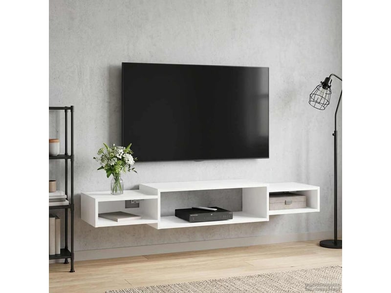  Meuble tv - banc tv - meuble de rangement mural montage mural blanc 140 x 28 x 21 cm  - Conforama B