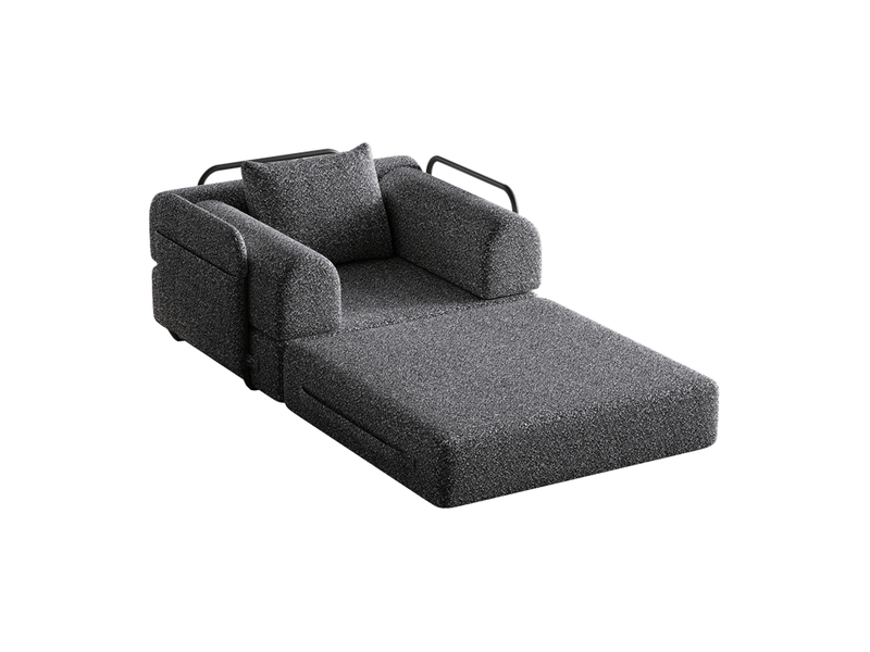  Canapé-lit 2 en 1 en chenille avec rangement accoudoir, cadre métal et configuration modulable  - Conforama D