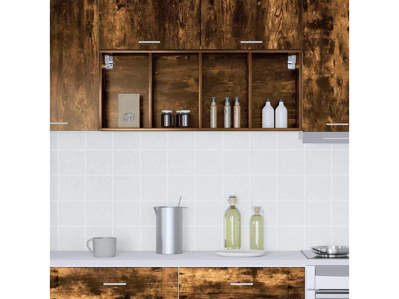  Meuble de rangement cuisine, armoire suspendue chêne fumé 40x29,5x100cm  - Conforama D