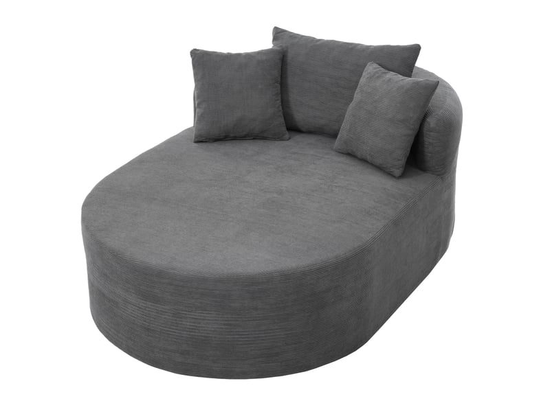  Fauteuil relax ovale 170x112,5x83 cm gris foncé en velours côtelé, assise profonde sans montage  - Conforama A