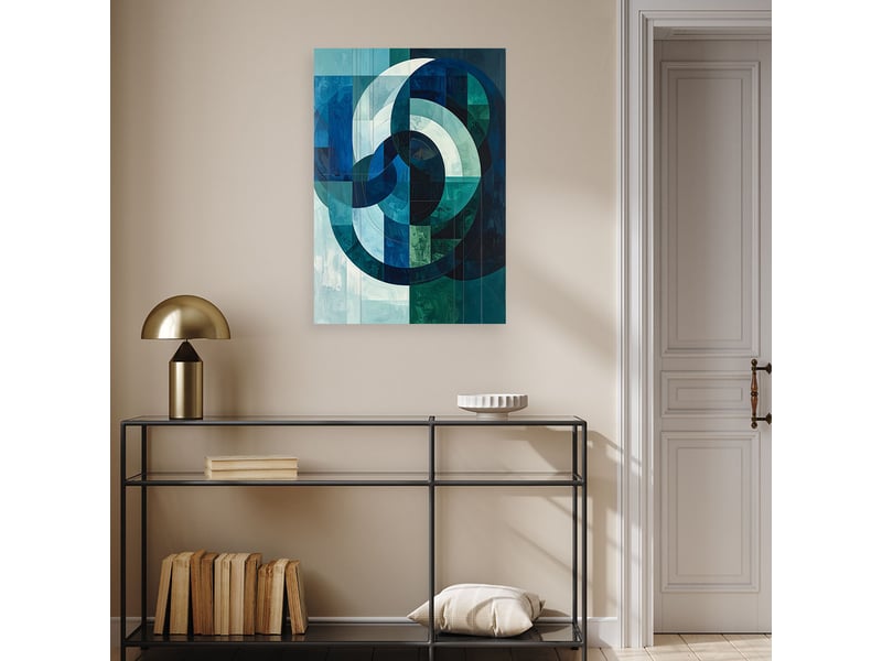  Tableau moderne, spirale abstraite dans les tons turquoise et bleu marine 30x45 1328137187 - Conforama B