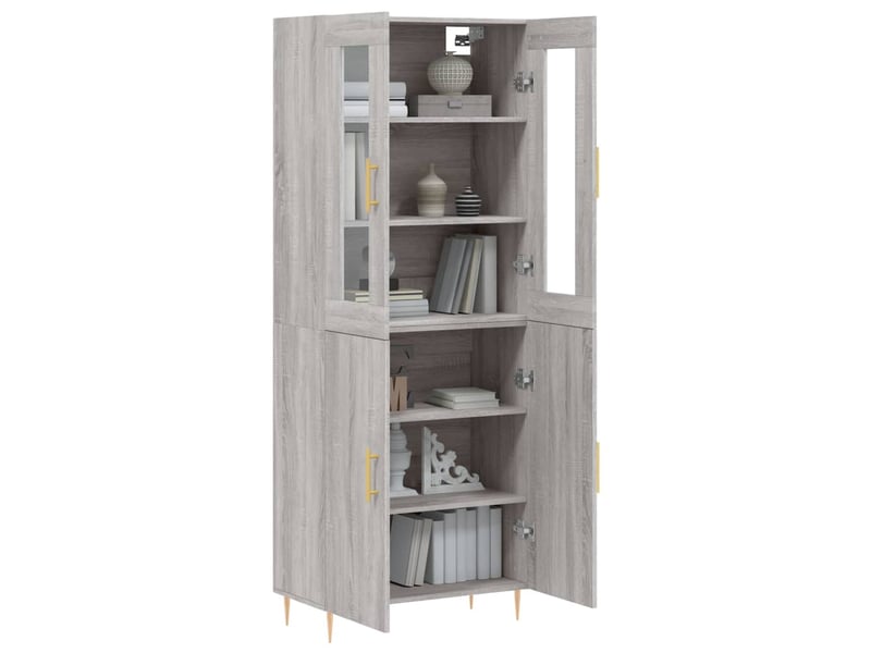  Buffet haut - bahut - meuble de rangement sonoma gris 69,5x34x180 cm bois d'ingénierie  - Conforama C