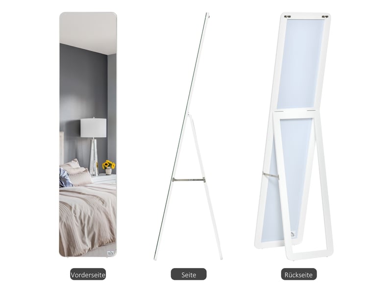  Miroir sur pied et mural pliable en pin et mdf blanc 37 x 43 x 156 cm  - Conforama D