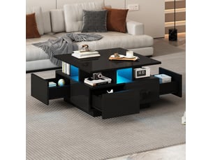 Table basse carré(e) coloris noir <strong>HAUSS SPOLE</strong> <strong></strong> - 70 cmx70 cm