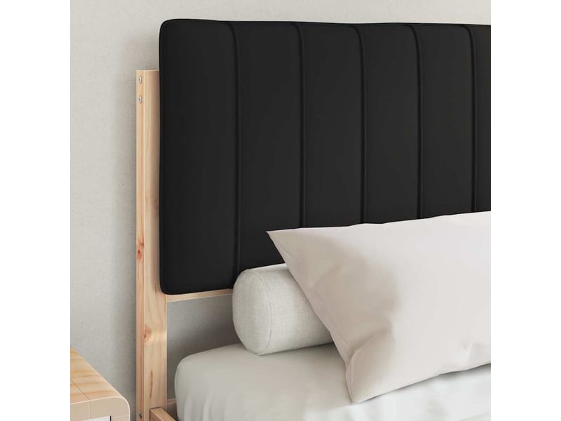 Lit double- lit adulte - cadre de lit avec tête de lit rembourrée noir 135 x 190 cm - Conforama B