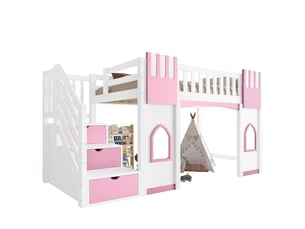 Lit mezzanine 90x200 cm <strong>SAPGAKS</strong>  <strong></strong> coloris rose