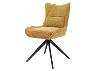 Ml-design chaise salle à manger pivotante 360° en tissu bouclette moutarde, piètement étoile en acier robuste, coussin lombaire intégré, siège rembourré confortable pour salon et cuisine, max 120 kg
