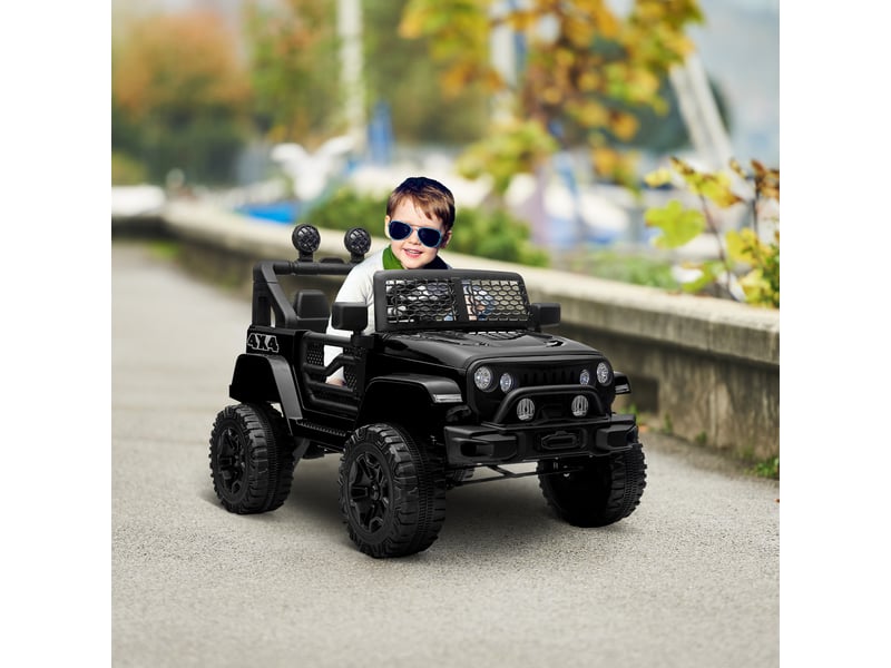  Voiture électrique pour enfants de 3 à 6 ans, 12 v, avec télécommande, phares et klaxon, 100 x 64,2 x 71 cm, noire  - Conforama C