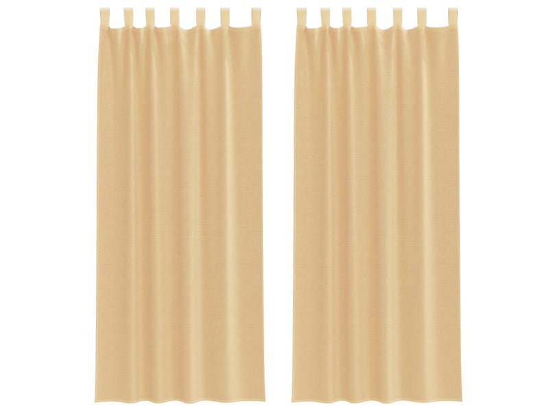 Lot de 2 rideaux en voile, voilages avec passe-tringles sable cf44492  - Conforama A