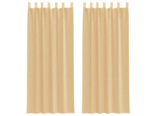 Lot de 2 rideaux en voile, voilages avec passe-tringles sable cf44492