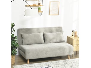 Canapé-lit convertible 2 places gris aspect velours 141 x 90 x 81 cm