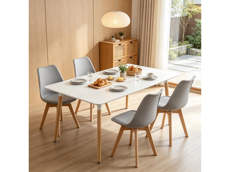  Chaise de salle à manger - chaise élégante à la forme ergonomique, chaise de bureau, chaise fonctionnelle, gris, bois  - Conforama D