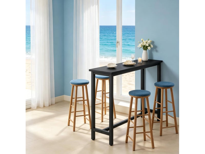 Table de bar 140x40x100 cm en mdf et métal noire chicfurn - Conforama C
