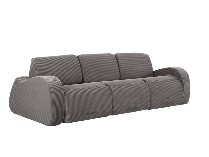  Canapé modulable convertible 3 places 247x115x76 cm compressé, mousse douce, velours côtelé couleur gris  - Conforama A