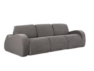 Canapé modulable convertible 3 places 247x115x76 cm compressé, mousse douce, velours côtelé couleur gris