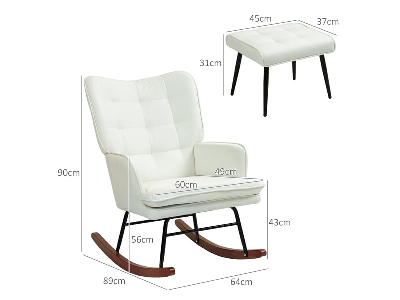  Fauteuil à bascule modenvie avec repose-pieds crème blanc en polyester 64 x 89 x 90 cm  - Conforama C