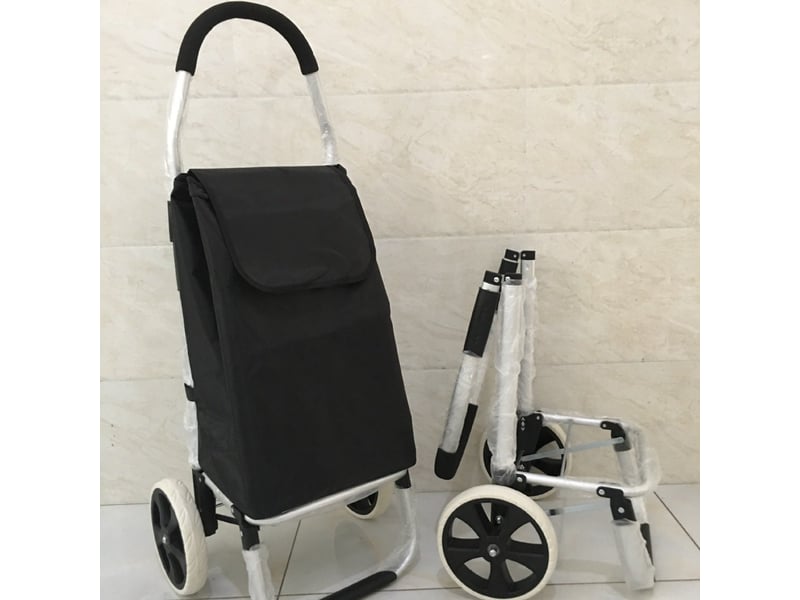 Chariot de courses 2 roues en aluminium – 2 en 1, noir, 40l - Conforama B