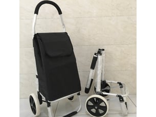 Chariot de courses 2 roues en aluminium – 2 en 1, noir, 40l