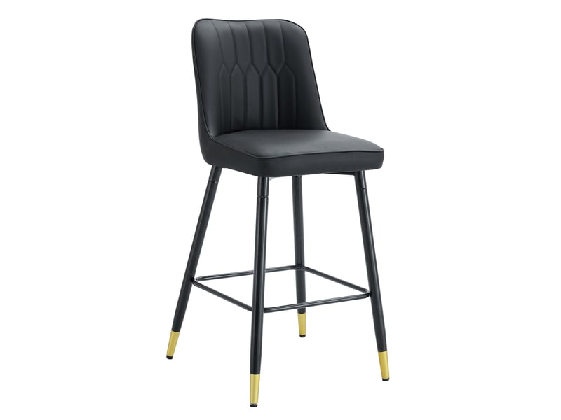 Tabouret de bar lot de 2 avec dossier ergonomique et repose-pieds, en pu et métal noir  - Conforama A