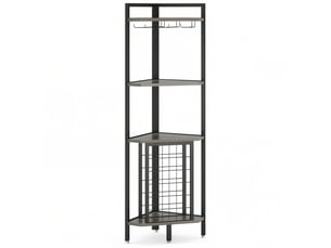 Étagère à vin d’angle 40x40x160 cm à 4 niveaux en mdf et métal gris
