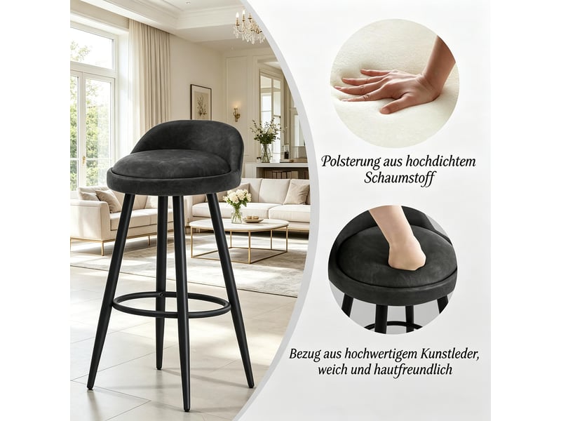  Tabouret de travail élégance 1 pièce, chaise de bar, siège confortable de table et salle à manger  - Conforama E