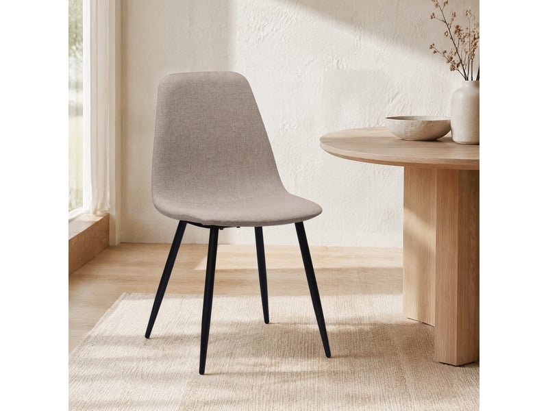  Chaises de salle à manger lot de 2  - pieds en métal antirouille, tissu anti-taches - blanc  - Conforama B