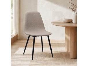 Chaises de salle à manger lot de 2  - pieds en métal antirouille, tissu anti-taches - blanc