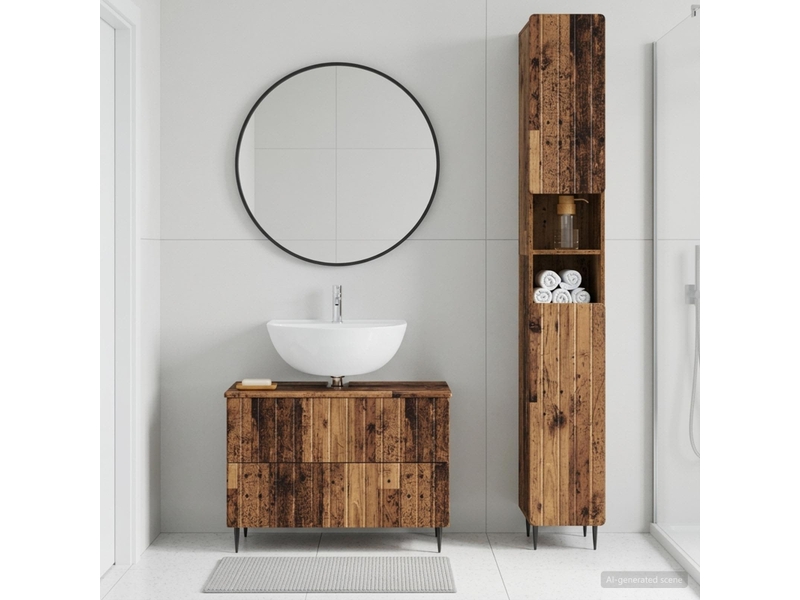  Ensemble de 2 meubles de salle de bain zwolle bois ancien cf63225  - Conforama B