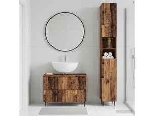 Ensemble de 2 meubles de salle de bain zwolle bois ancien cf63225