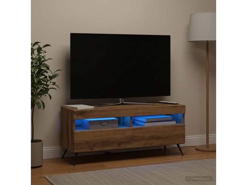 Meuble tv led chêne artisanal bois d'ingénierie - Conforama B