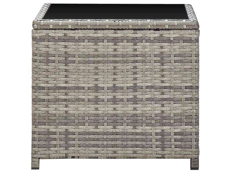  Table basse - table de salon - table à thé gris 45x45x40 cm résine tressée et verre  - Conforama C