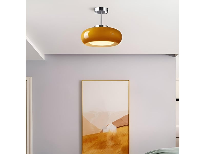  Plafonnier chrome 30 w ø28 cm, design moderne mid-century, lampe de plafond nordique  - Conforama E