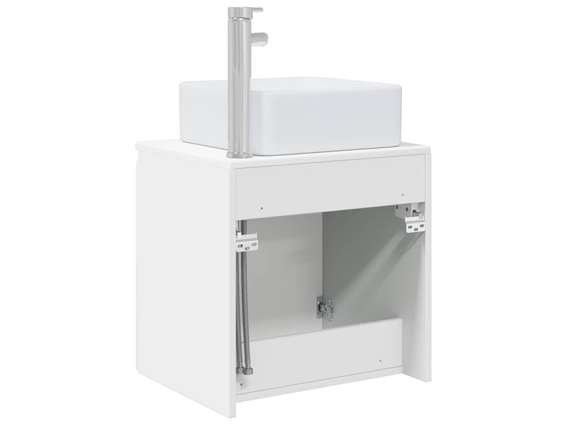 Vanité de lavabo mural, meuble de rangement blanc brillant 53x35x63 cm - Conforama E