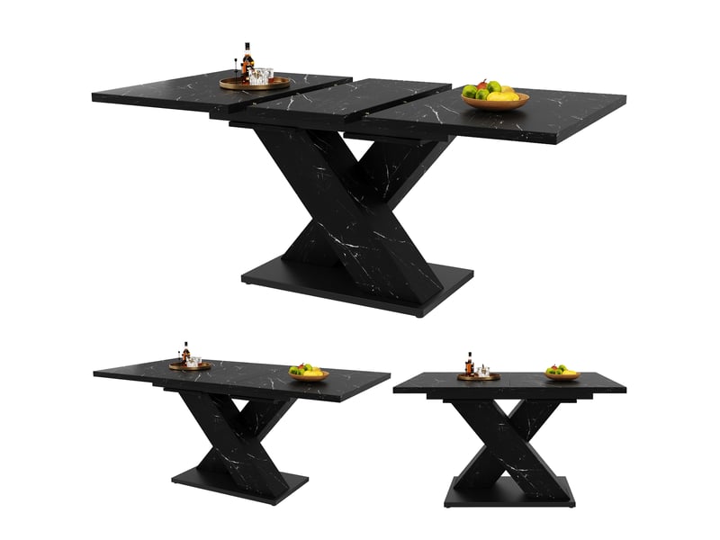 Table à manger extensible 119-158, 5 x 80 x 75 cm, table de cuisine rectangulaire, 4 à 6 personnes pour salon, noir - Conforama A