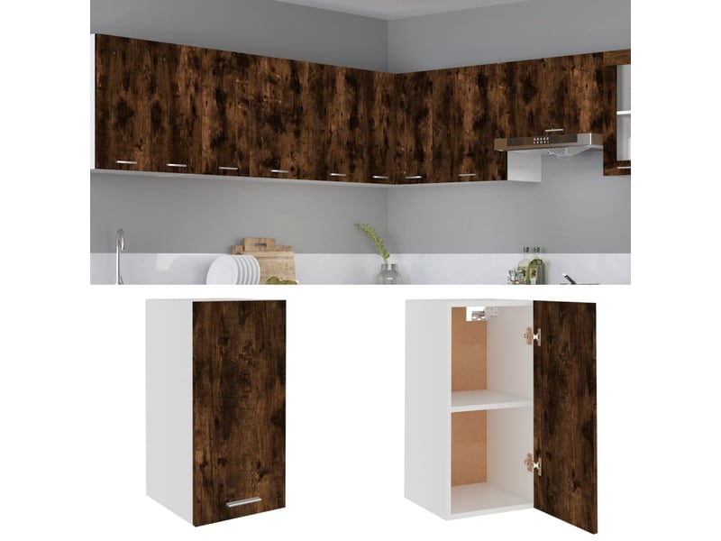  Meuble de rangement cuisine, armoire suspendue chêne fumé 29,5x31x60cm bois d'ingénierie  - Conforama B