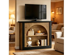 Console 3 niveaux 110x30x90 cm noire et bois rustique avec rangement
