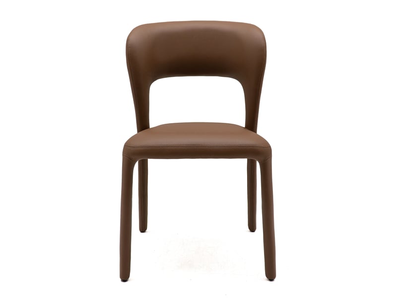  Lot de 4 chaises rembourrées en similicuir couleur marron  - Conforama E