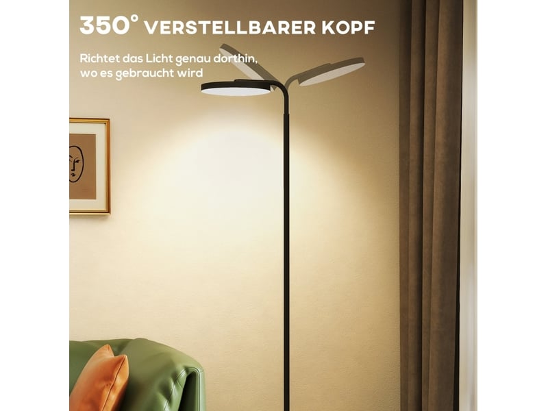  Lampadaire led 41x25x166-177 cm avec télécommande magnétique, tête rotative, noir  - Conforama E