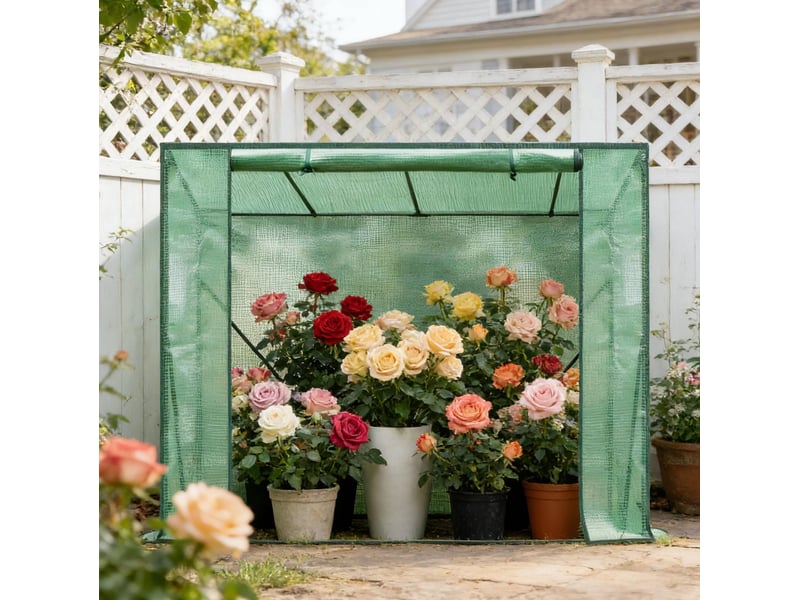  Serre de jardin en pe vert 200 x 77 x 169 cm, structure en acier pour protéger vos plantes au fil des saisons  - Conforama B