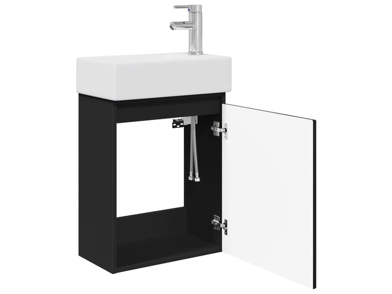  Meuble de rangement salle de bain avec robinet noir 45.5x22.5x84 cm shl8316  - Conforama D