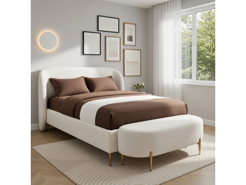  Lit d'enfant 90 x 200 cm, avec banc assorti, velours + contreplaqué, rose  - Conforama D