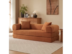 Canapé convertible 3 places en velours terracotta homvra