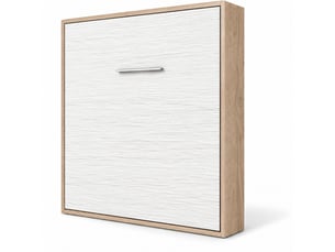 Lit escamotable vertical kola – seulement 34,5cm de profondeur, le confort d’un vrai lit-avec matelas-140x200-cadre chêne clair-façade chêne blanc