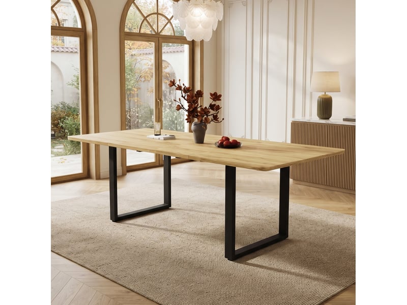  Table à manger extensible 6 à 10 personnes 140180220x80 cm en mdf coloris naturel  - Conforama B